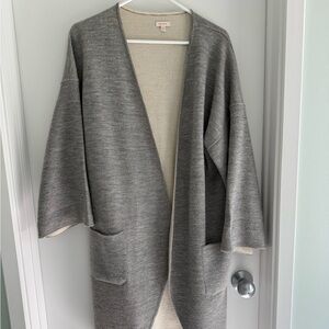 Cuyana Reversible Gray and Cream Open-Front Sweater Cardigan XS/S